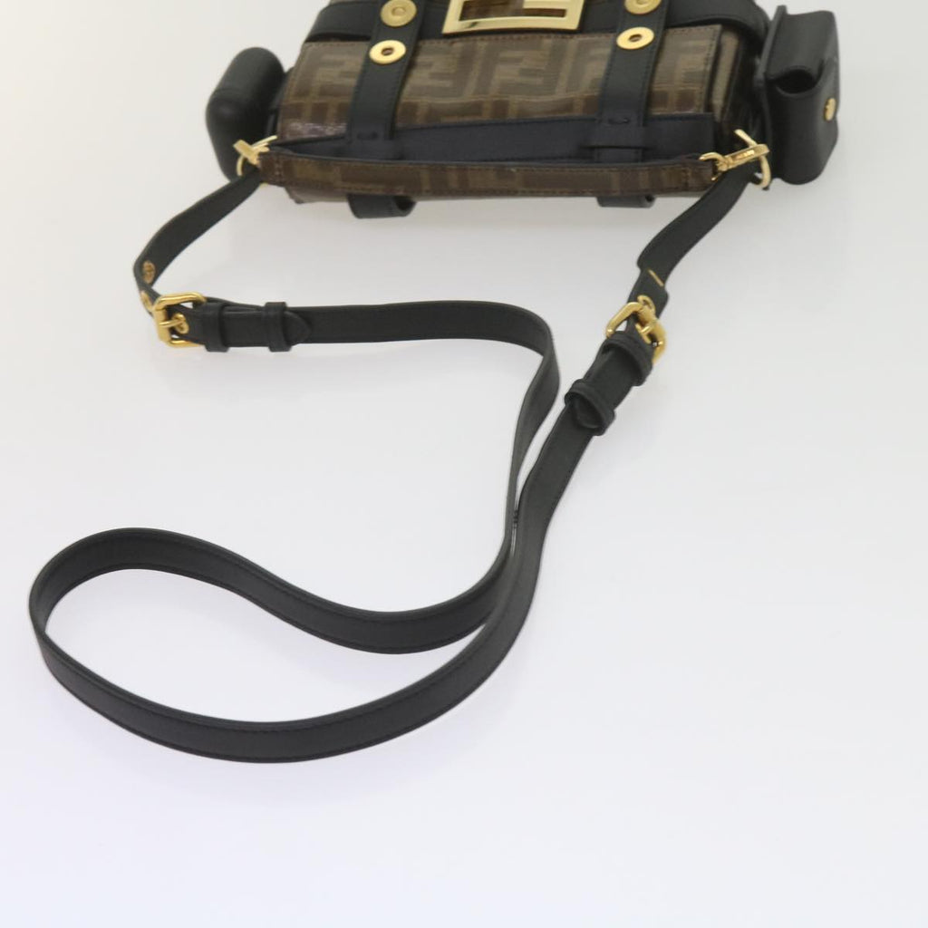 FENDI Zucca Canvas Shoulder Bag Black Brown60492A