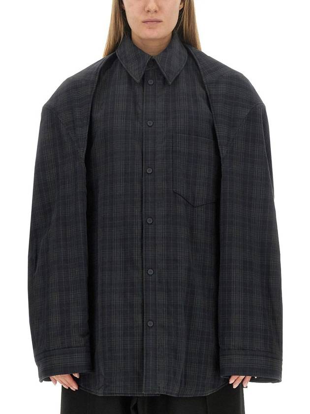 Balenciaga Checked Pattern Long Sleeve Shirt Grey