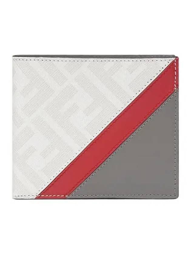 Fendi FF Logo Fabric Half Wallet Grey