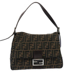 FENDI Zucca Canvas Mamma Baguette Shoulder Bag Black Brown60535