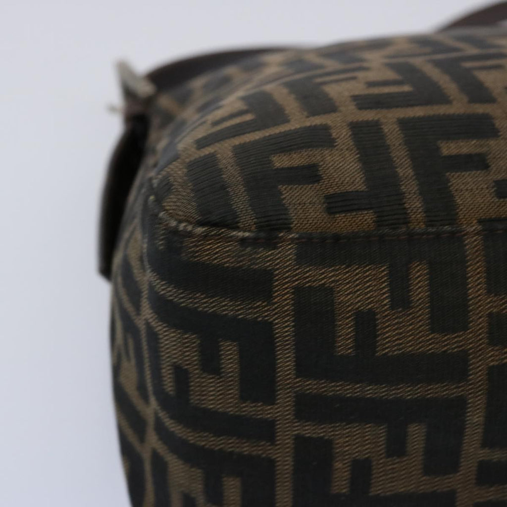 FENDI Zucca Canvas Mamma Baguette Shoulder Bag Black Brown60535