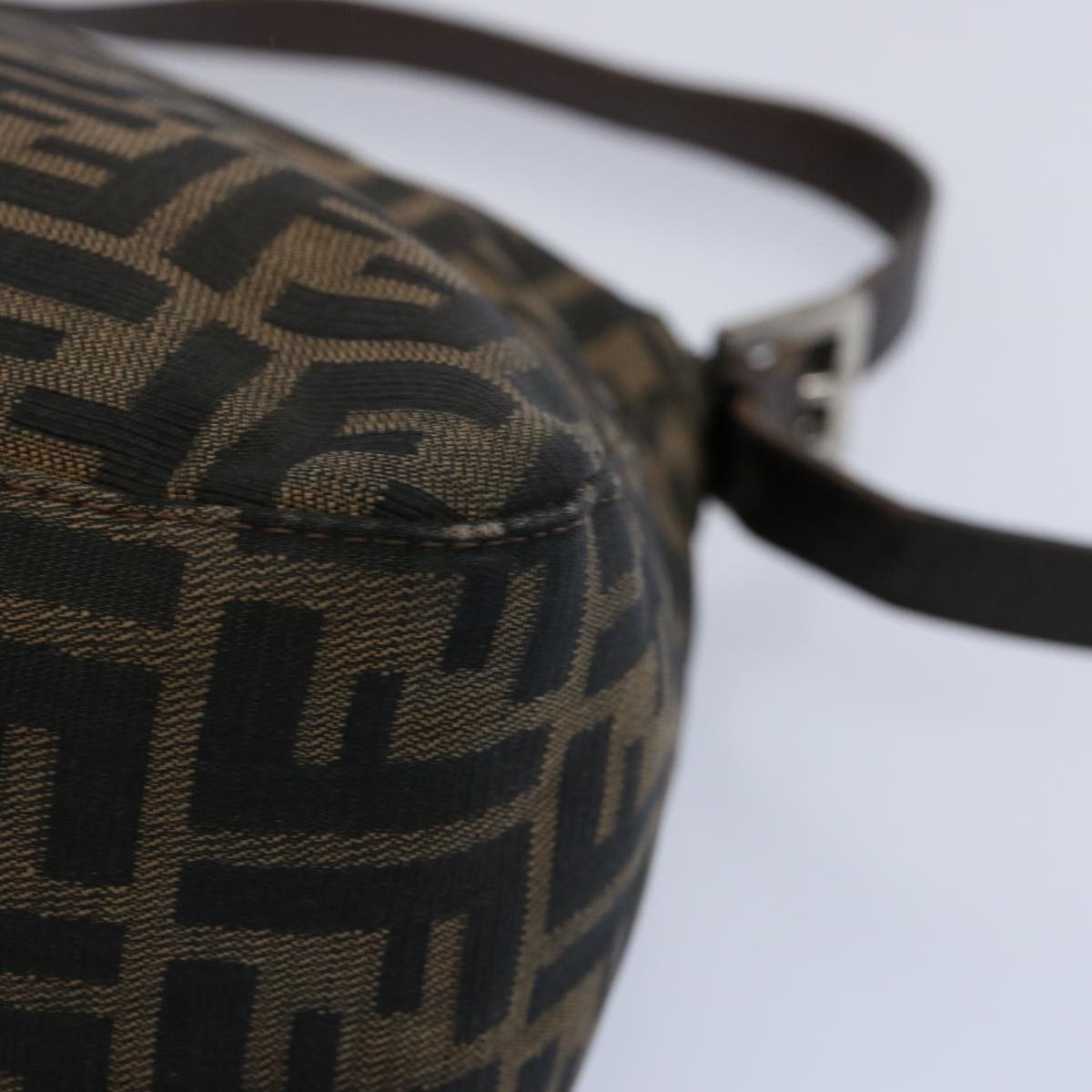 FENDI Zucca Canvas Mamma Baguette Shoulder Bag Black Brown60535