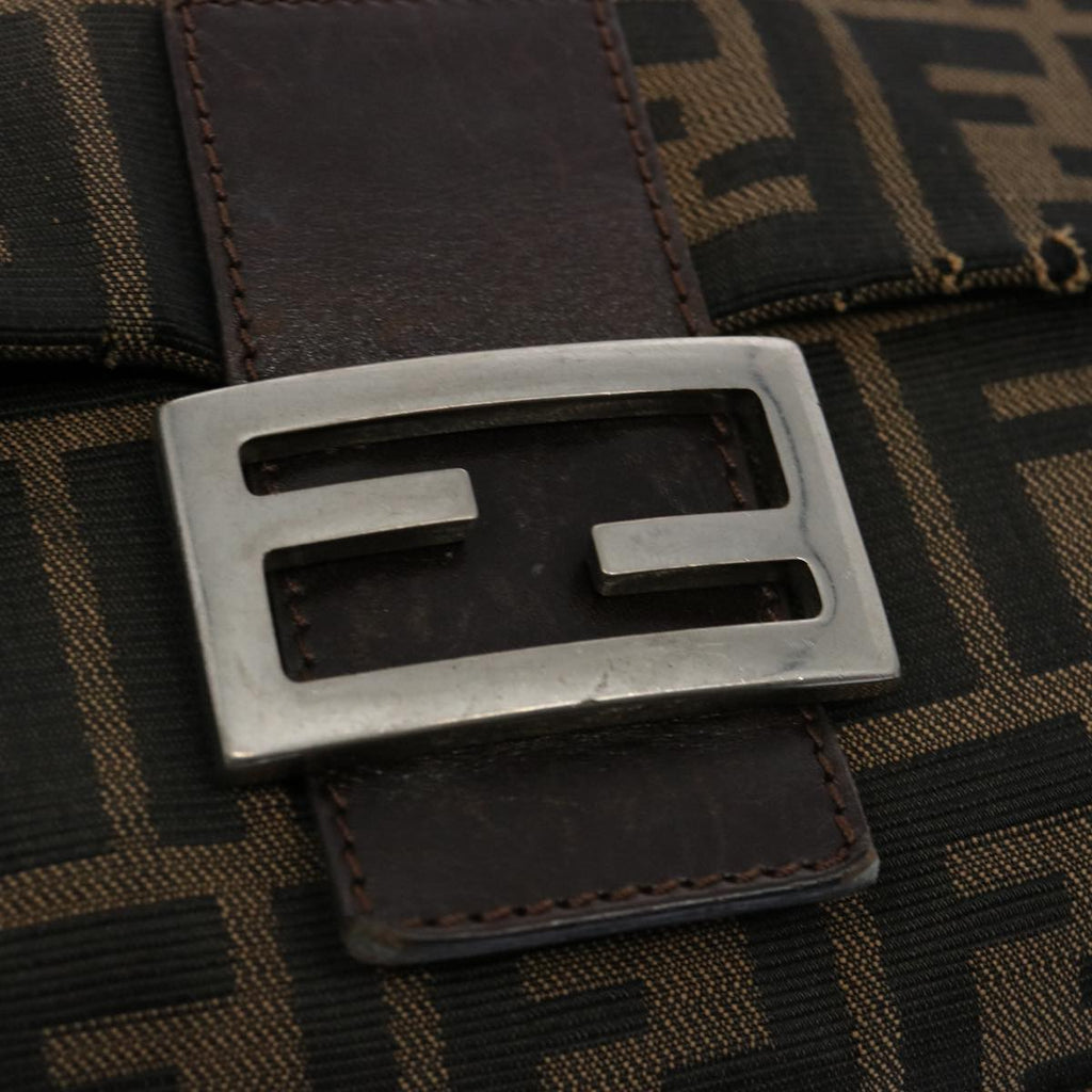 FENDI Zucca Canvas Mamma Baguette Shoulder Bag Black Brown60535