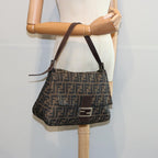 FENDI Zucca Canvas Mamma Baguette Shoulder Bag Black Brown60535
