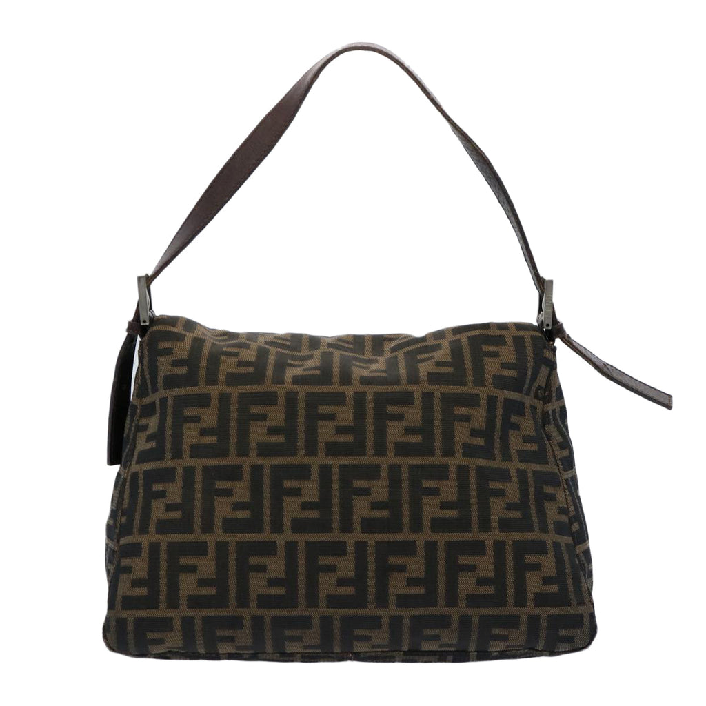 FENDI Zucca Canvas Mamma Baguette Shoulder Bag Black Brown60535