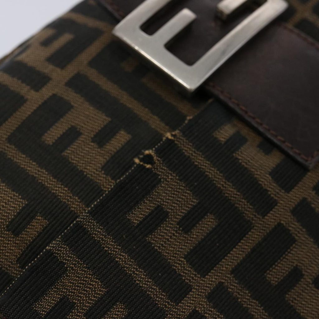 FENDI Zucca Canvas Mamma Baguette Shoulder Bag Black Brown60535