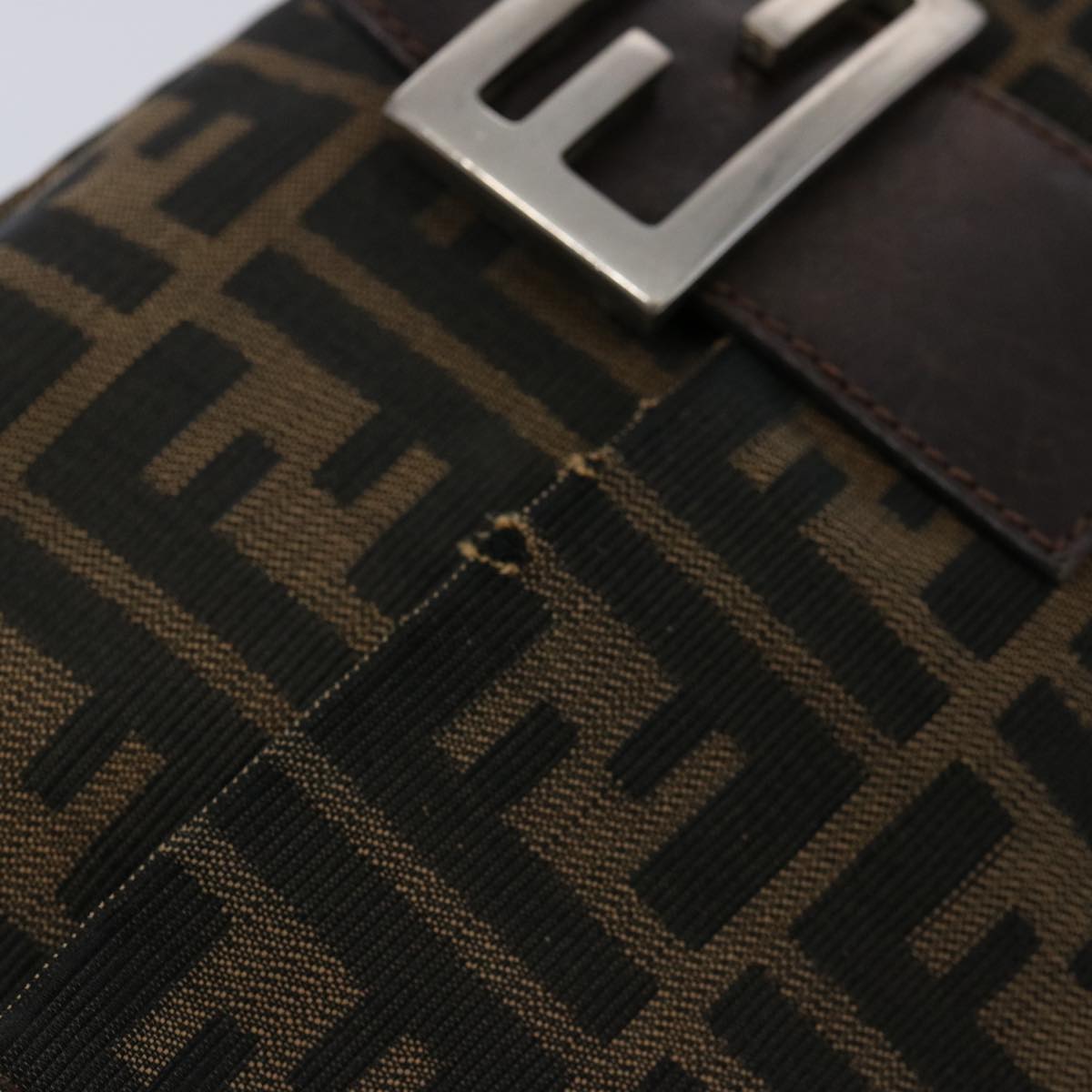 FENDI Zucca Canvas Mamma Baguette Shoulder Bag Black Brown60535