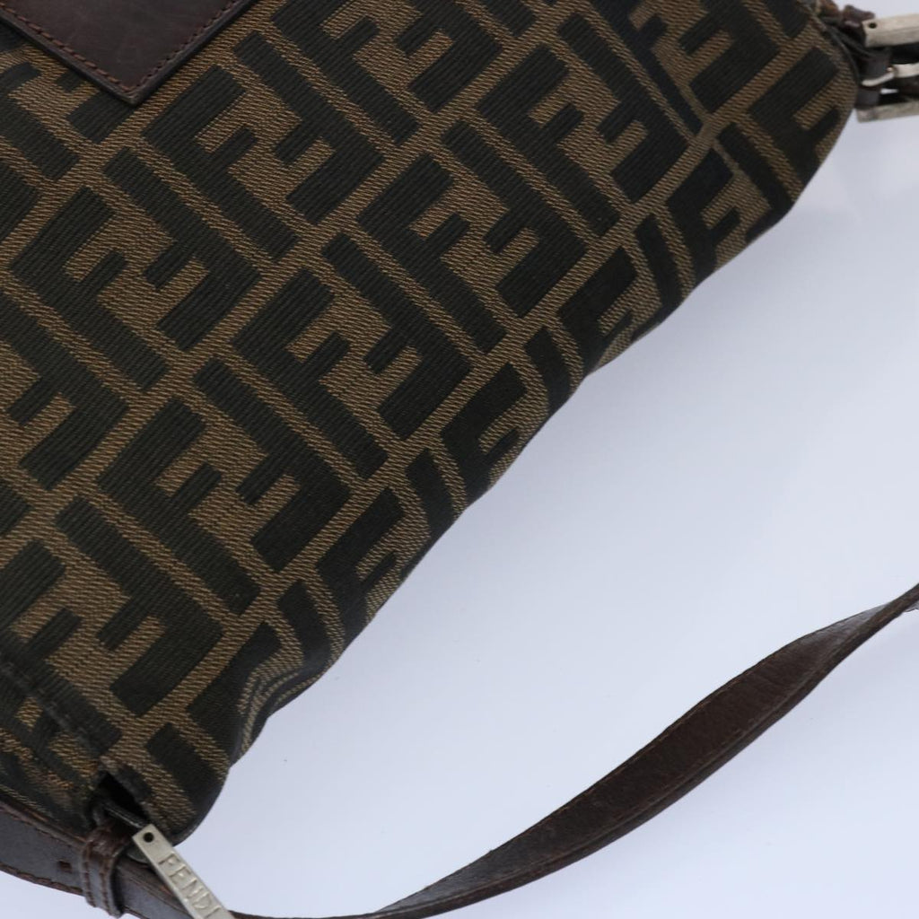 FENDI Zucca Canvas Mamma Baguette Shoulder Bag Black Brown60535