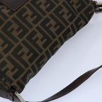 FENDI Zucca Canvas Mamma Baguette Shoulder Bag Black Brown60535