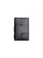 Bottega Veneta Maxi Intrecciato Flap Card Wallet Black