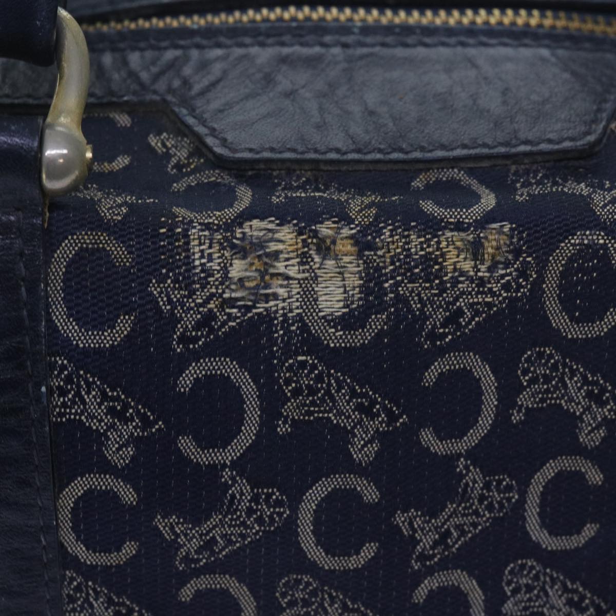 CELINE C Macadam Canvas Hand Bag Navy  60577