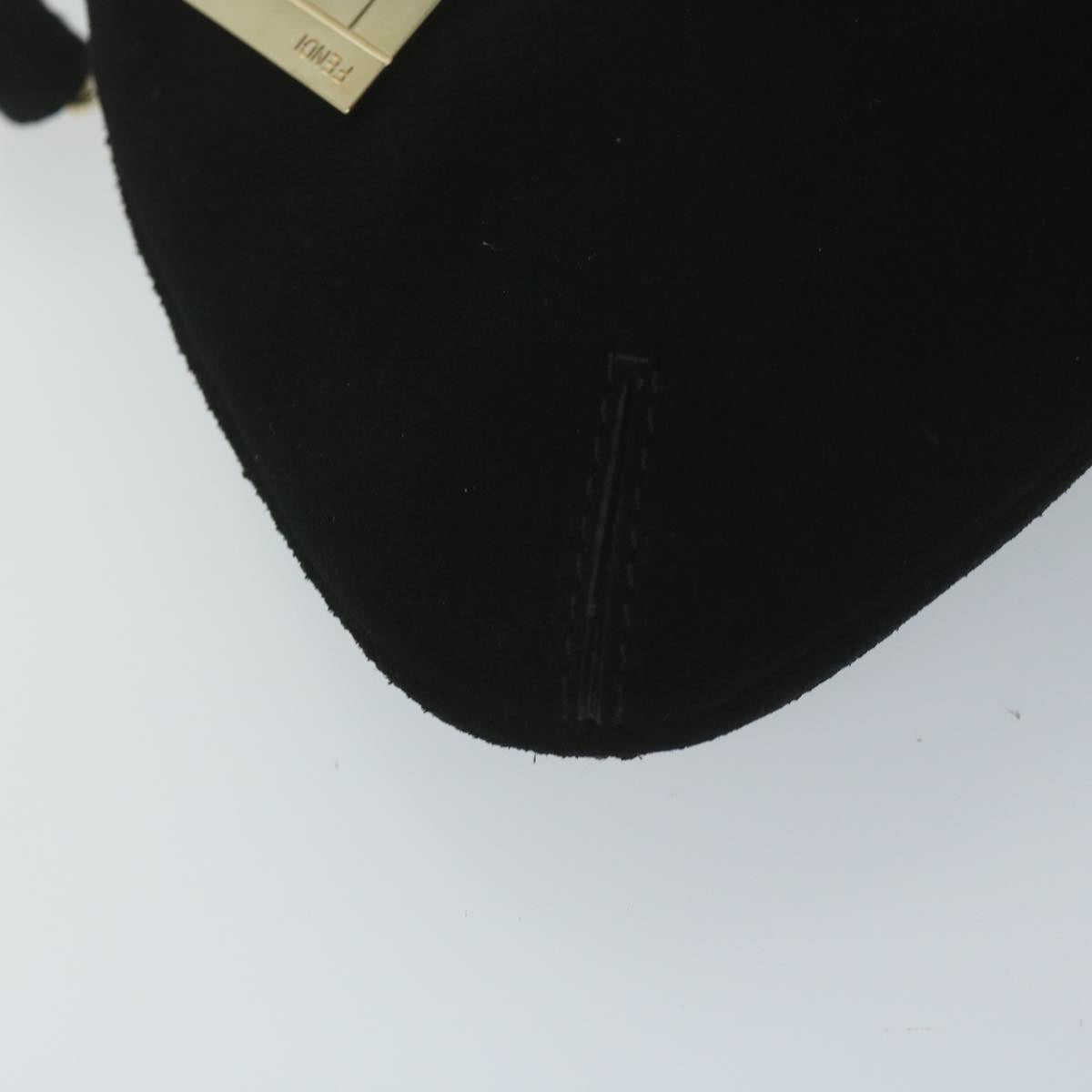 FENDI Zucchino Canvas Shoulder Bag Black60578