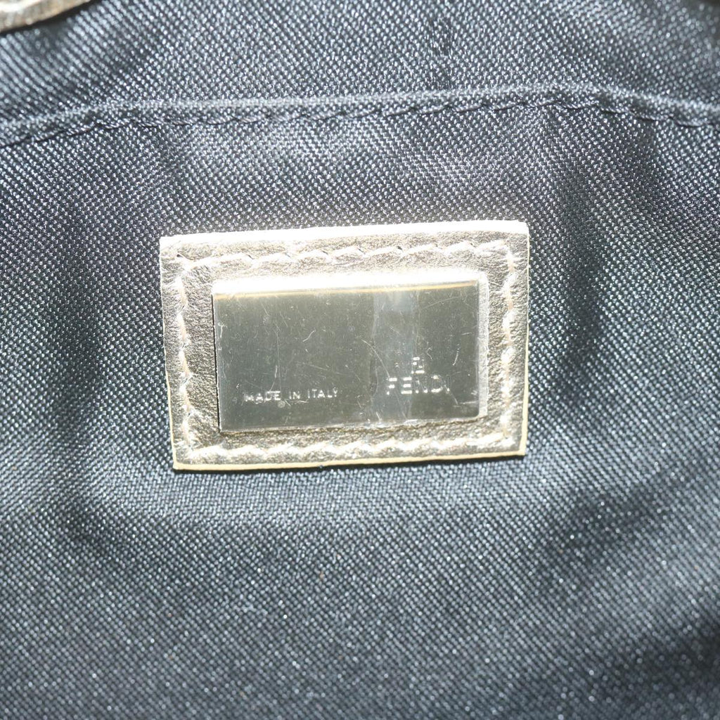 FENDI Zucchino Canvas Shoulder Bag Black60578