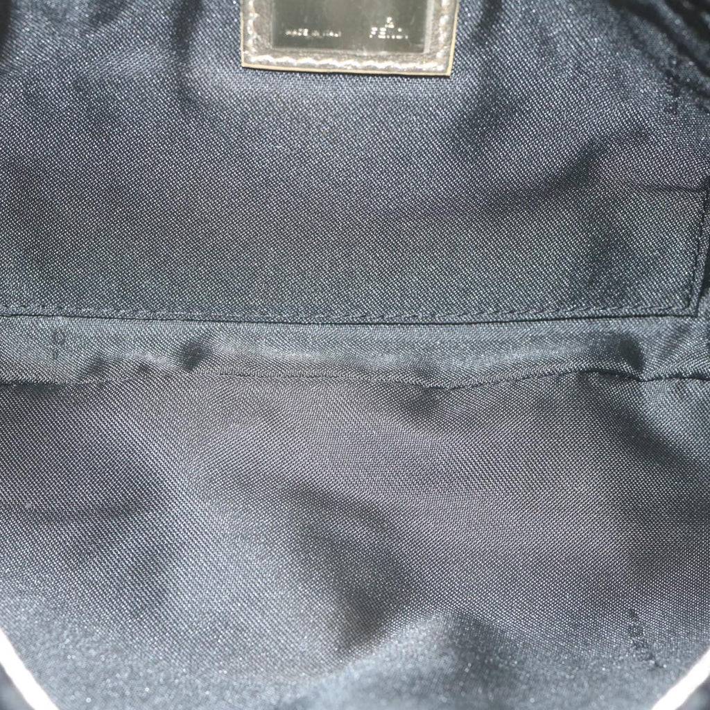 FENDI Zucchino Canvas Shoulder Bag Black60578