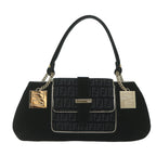 FENDI Zucchino Canvas Shoulder Bag Black60578