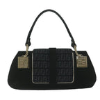 FENDI Zucchino Canvas Shoulder Bag Black60578
