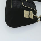 FENDI Zucchino Canvas Shoulder Bag Black60578
