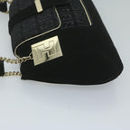 FENDI Zucchino Canvas Shoulder Bag Black60578