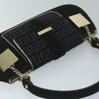FENDI Zucchino Canvas Shoulder Bag Black60578