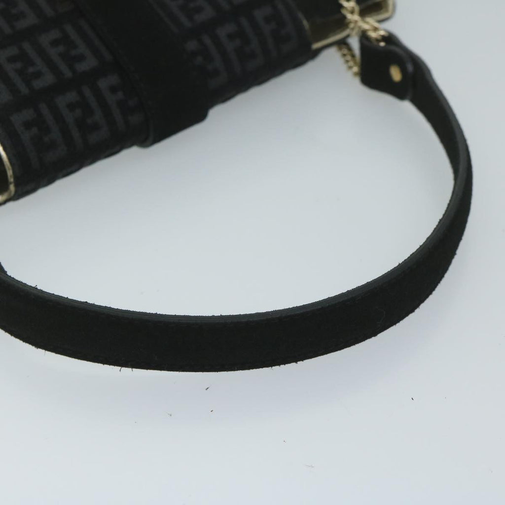 FENDI Zucchino Canvas Shoulder Bag Black60578