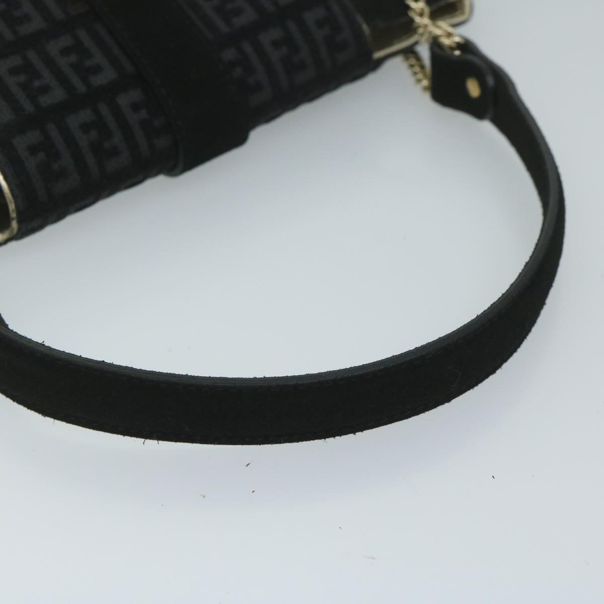 FENDI Zucchino Canvas Shoulder Bag Black60578
