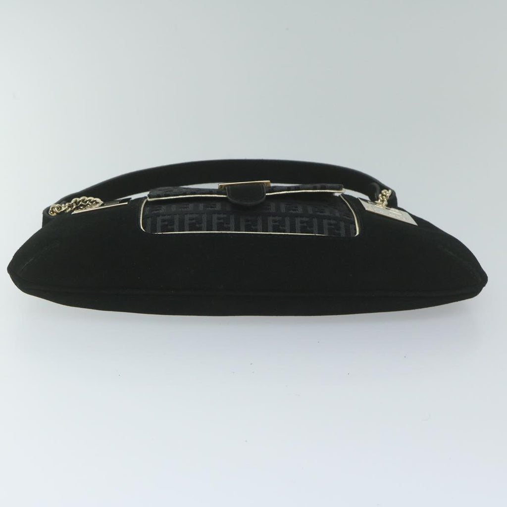 FENDI Zucchino Canvas Shoulder Bag Black60578