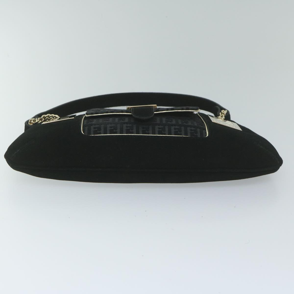 FENDI Zucchino Canvas Shoulder Bag Black60578