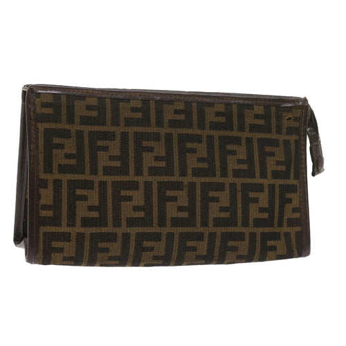 FENDI Zucca Canvas Clutch Bag Black Brown60602