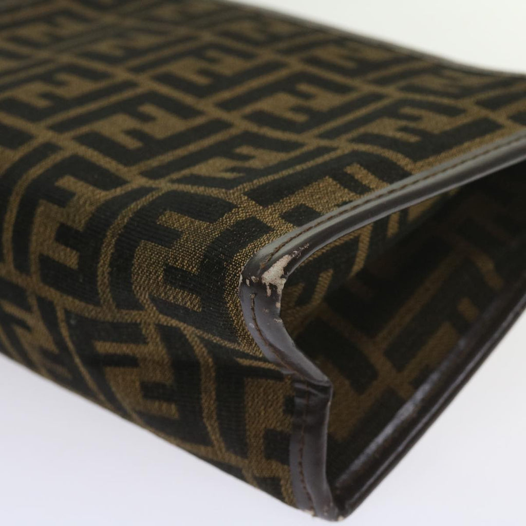 FENDI Zucca Canvas Clutch Bag Black Brown60602
