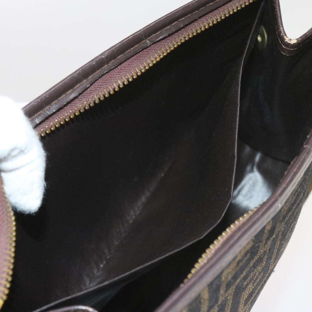 FENDI Zucca Canvas Clutch Bag Black Brown60602