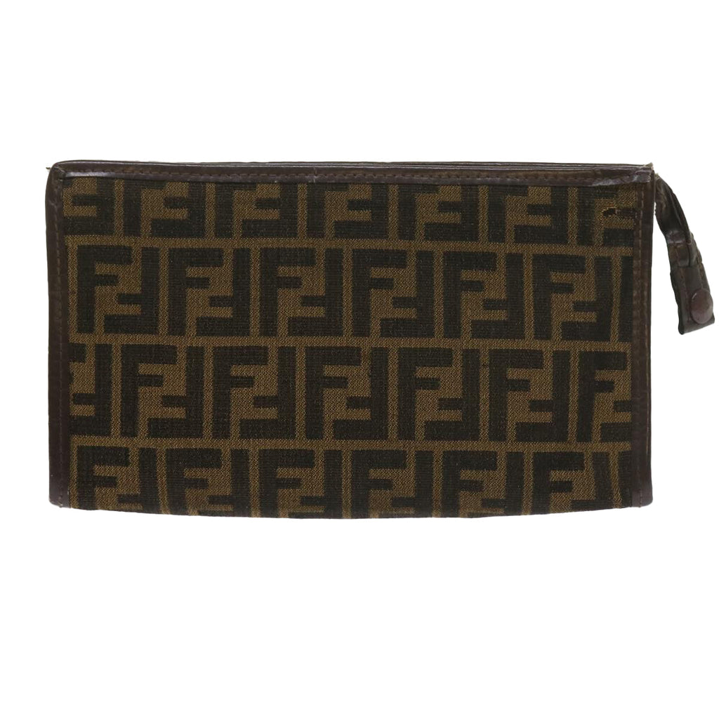 FENDI Zucca Canvas Clutch Bag Black Brown60602