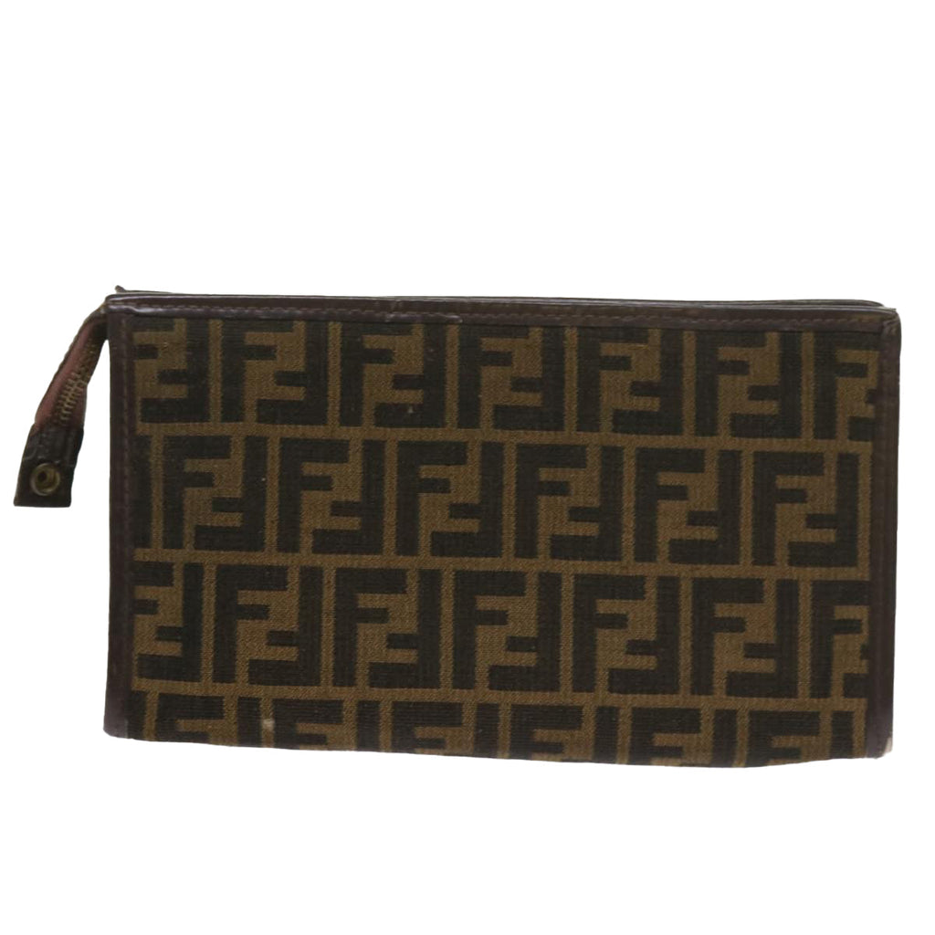 FENDI Zucca Canvas Clutch Bag Black Brown60602