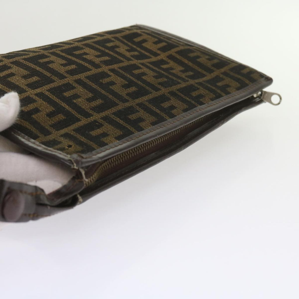 FENDI Zucca Canvas Clutch Bag Black Brown60602