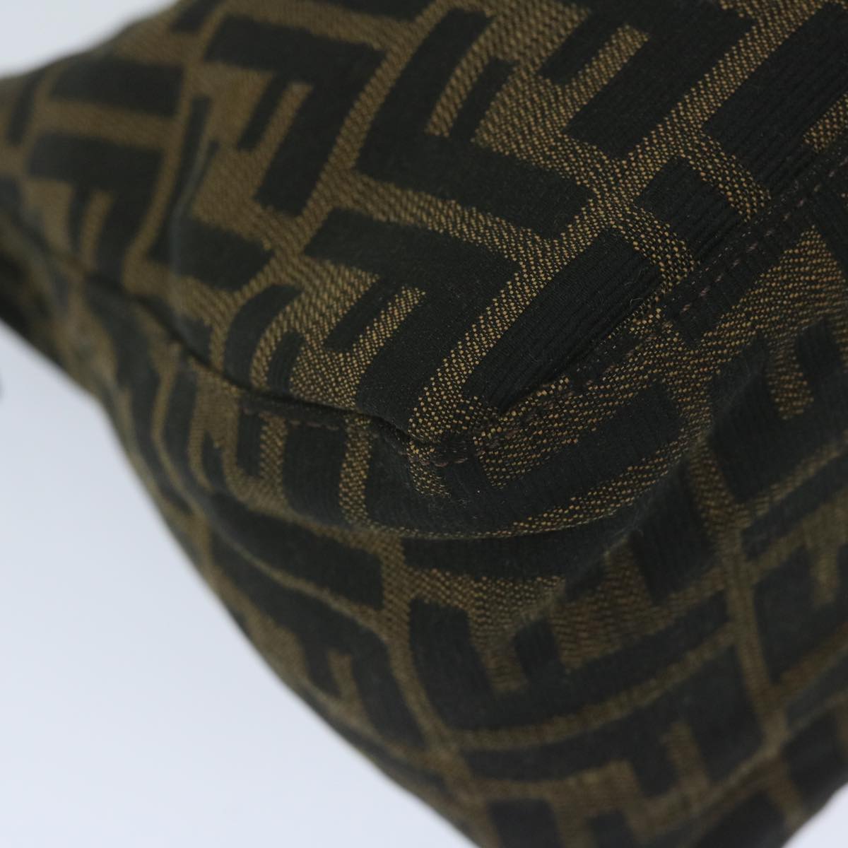 FENDI Zucca Canvas Mamma Baguette Shoulder Bag Black Brown60675