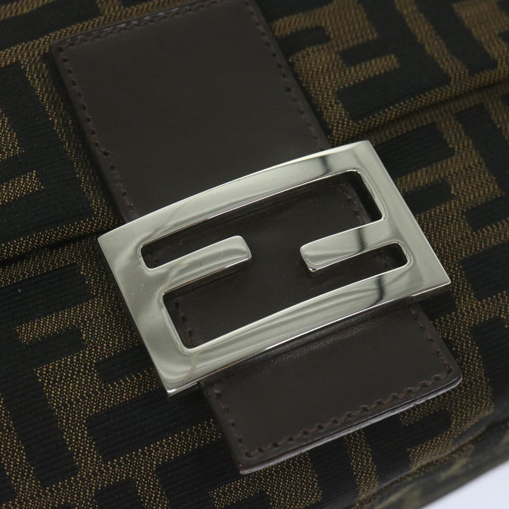 FENDI Zucca Canvas Mamma Baguette Shoulder Bag Black Brown60675