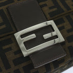 FENDI Zucca Canvas Mamma Baguette Shoulder Bag Black Brown60675