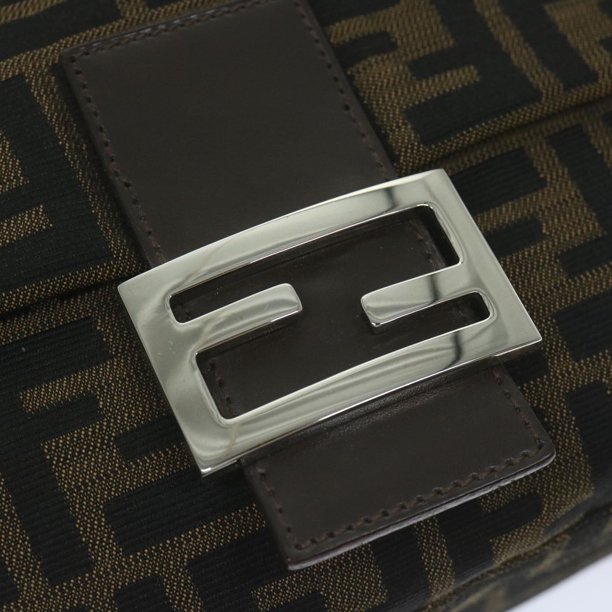 FENDI Zucca Canvas Mamma Baguette Shoulder Bag Black Brown60675