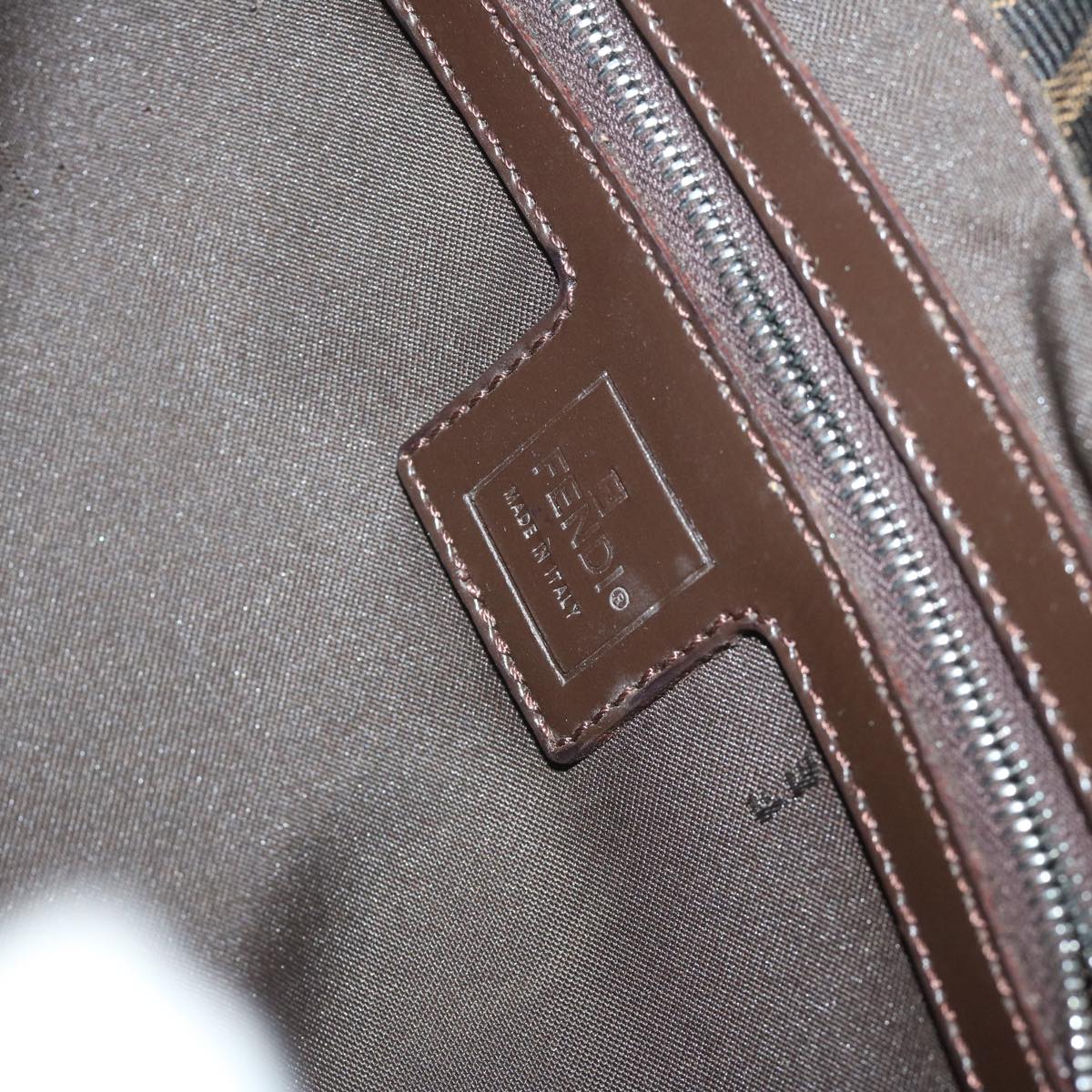 FENDI Zucca Canvas Mamma Baguette Shoulder Bag Black Brown60675