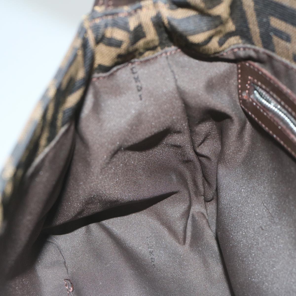 FENDI Zucca Canvas Mamma Baguette Shoulder Bag Black Brown60675