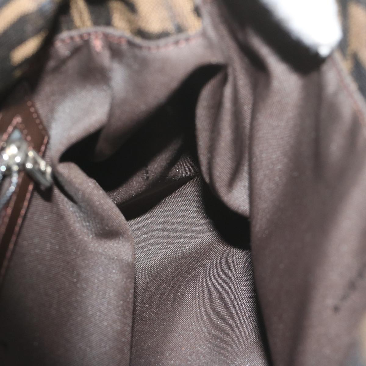 FENDI Zucca Canvas Mamma Baguette Shoulder Bag Black Brown60675