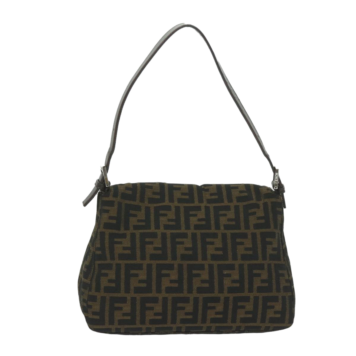 FENDI Zucca Canvas Mamma Baguette Shoulder Bag Black Brown60675