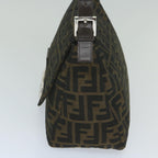 FENDI Zucca Canvas Mamma Baguette Shoulder Bag Black Brown60675