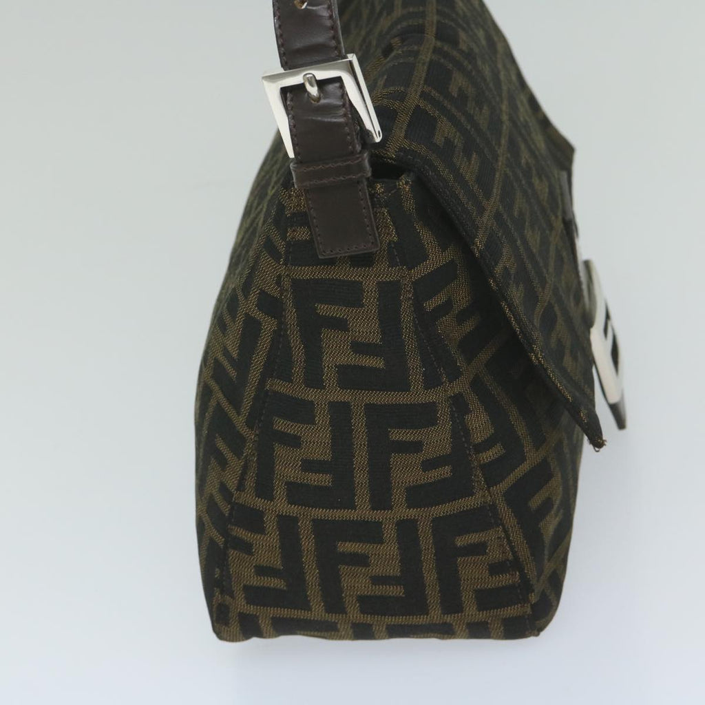 FENDI Zucca Canvas Mamma Baguette Shoulder Bag Black Brown60675