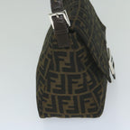 FENDI Zucca Canvas Mamma Baguette Shoulder Bag Black Brown60675