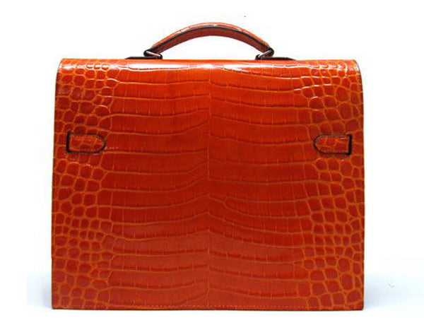Hermes Briefcases H1053 Unisex Briefcase Orange Handbag