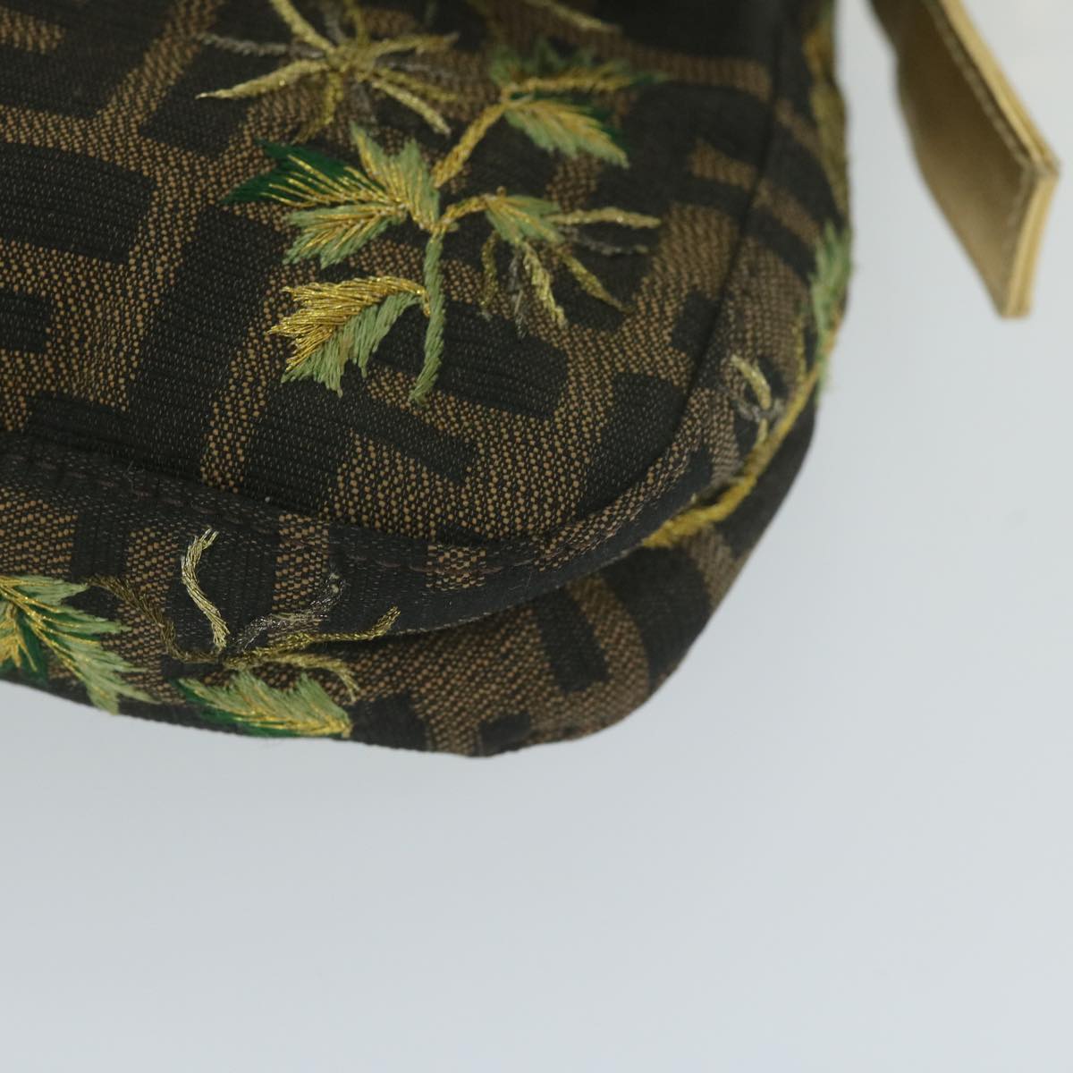 FENDI Zucca Canvas Mamma Baguette Shoulder Bag Brown Gold60871A