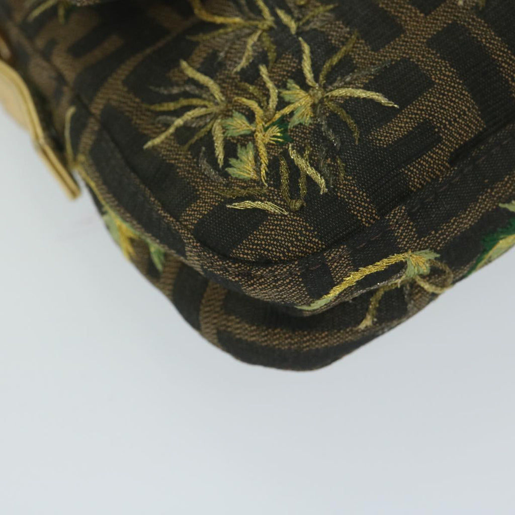 FENDI Zucca Canvas Mamma Baguette Shoulder Bag Brown Gold60871A