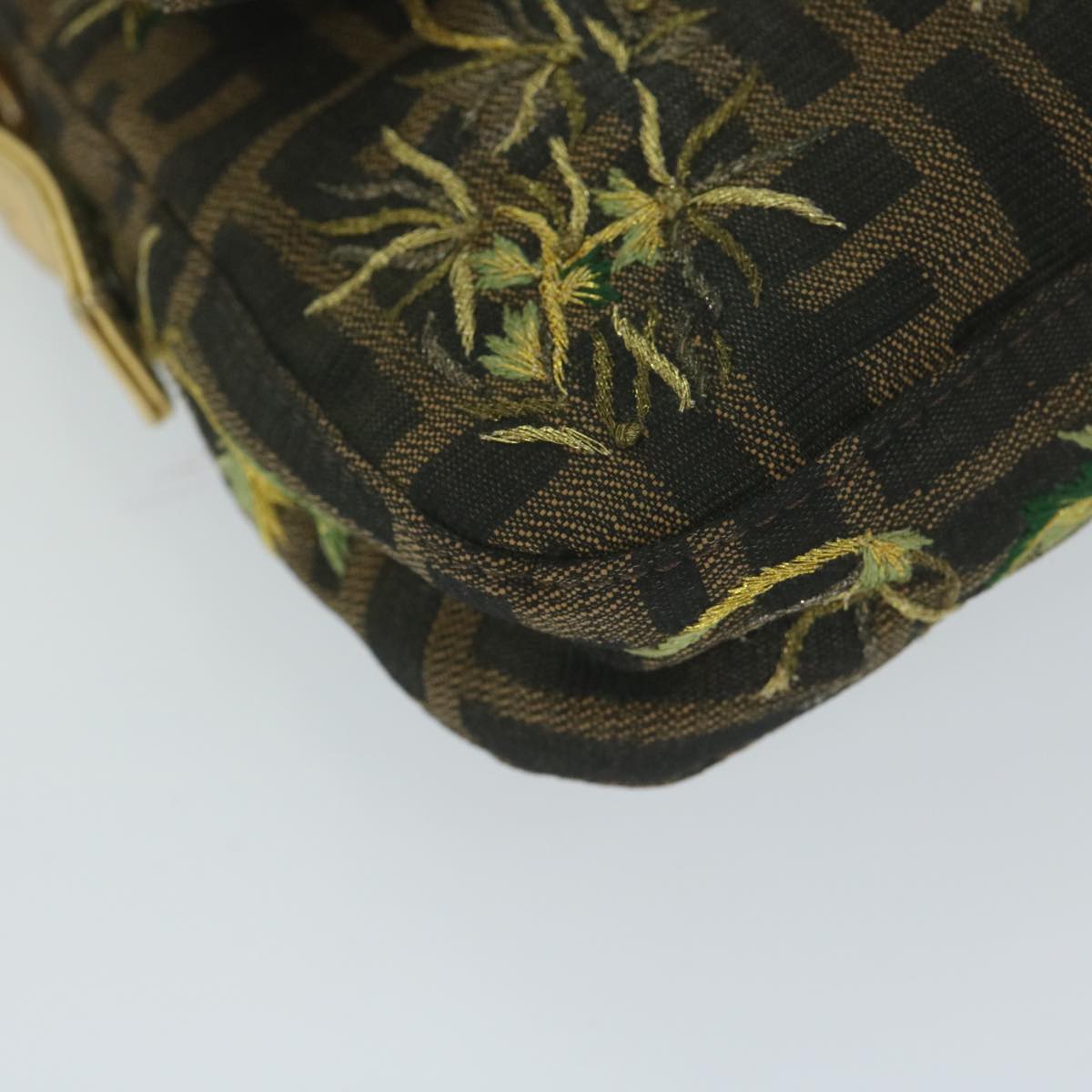 FENDI Zucca Canvas Mamma Baguette Shoulder Bag Brown Gold60871A