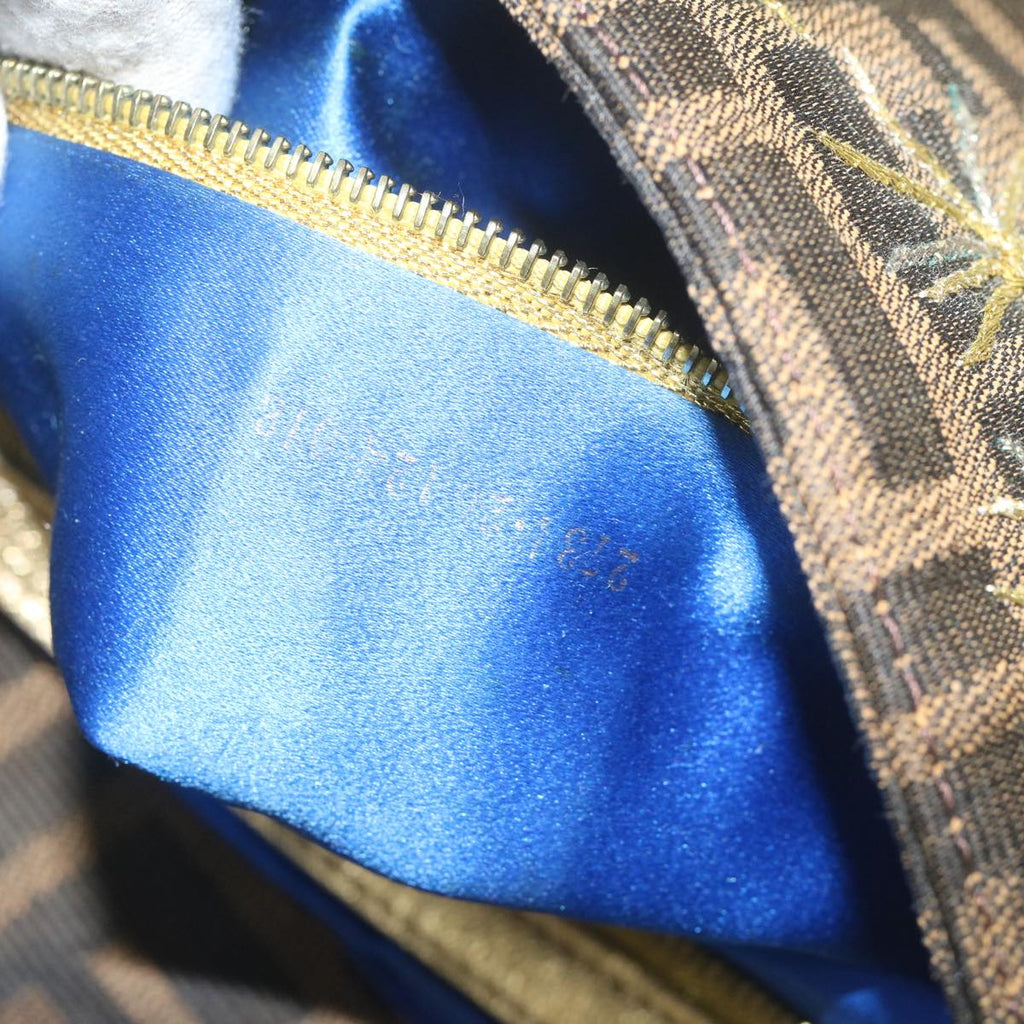 FENDI Zucca Canvas Mamma Baguette Shoulder Bag Brown Gold60871A