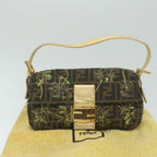 FENDI Zucca Canvas Mamma Baguette Shoulder Bag Brown Gold60871A